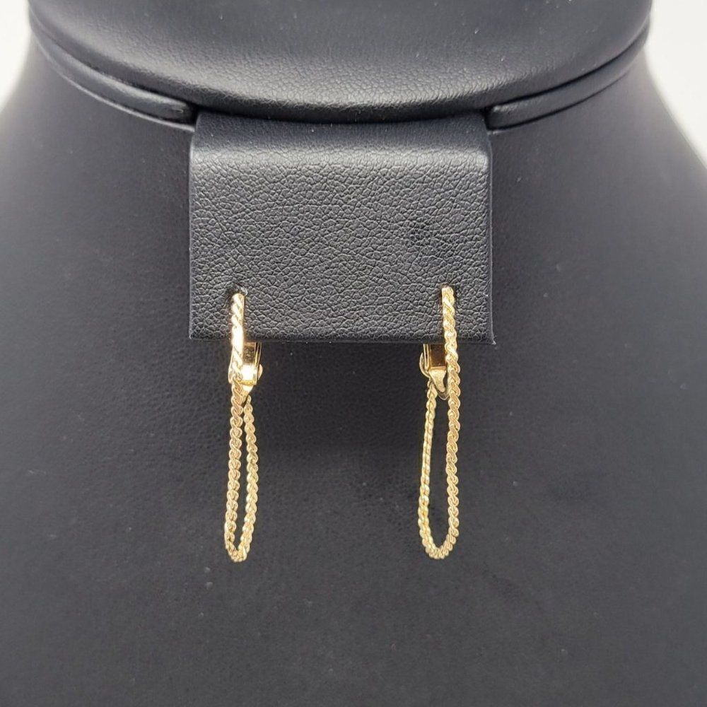 Vintage‎ Sarah Coventry Signed Chain Hoop Drop Clip On Earrings Gold Tone Dainty